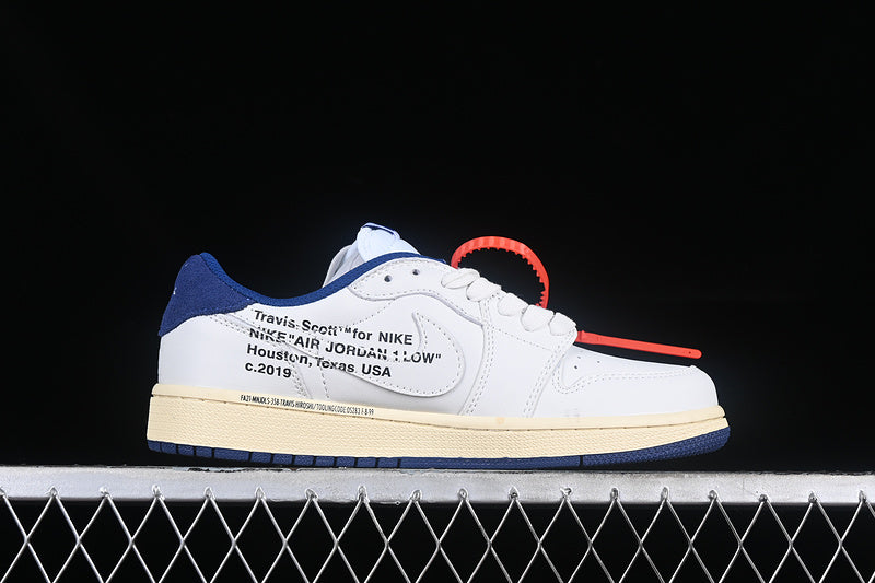 Travis Scott Nike Air Jordan 1 Low OG Blue Sole White Sneakers