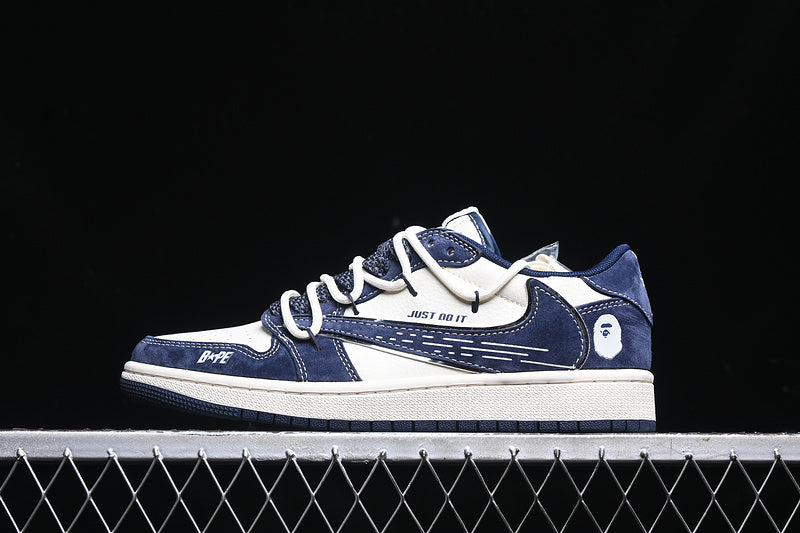 Travis Scott Fragment Design Nike Air Jordan 1 Low OG SP White Navy Sneakers