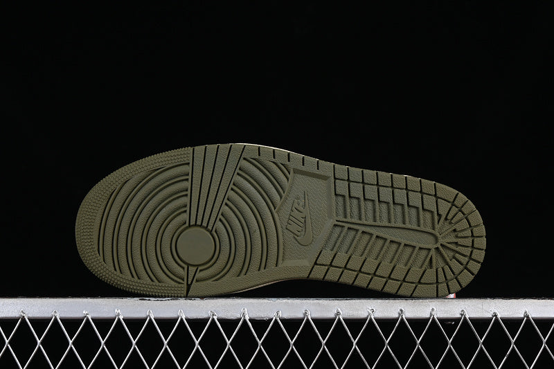 Travis Scott Nike Air Jordan 1 Low OG Medium Olive Black Sail Muslin Sneakers
