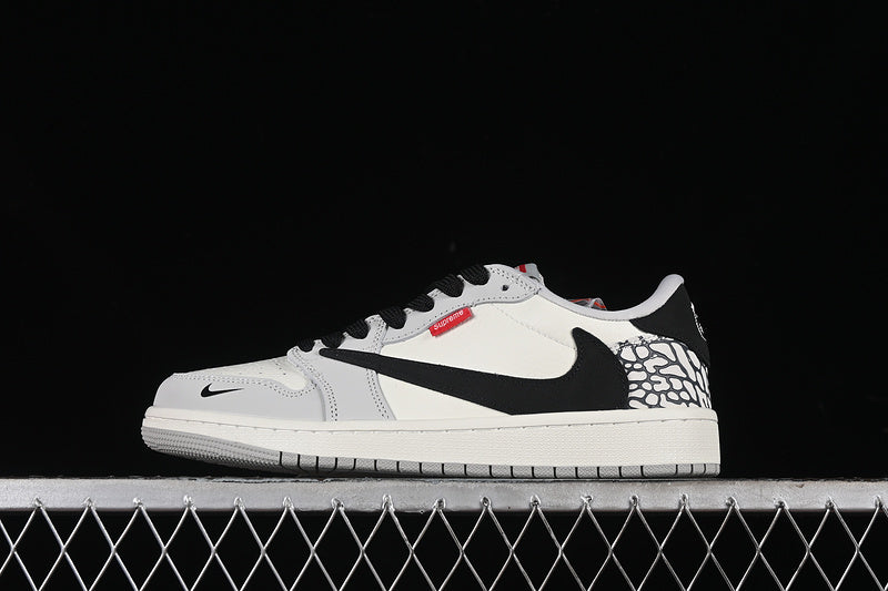 Travis Scott Fragment Design Nike Air Jordan 1 Low OG SP Black Light Grey White Sneakers