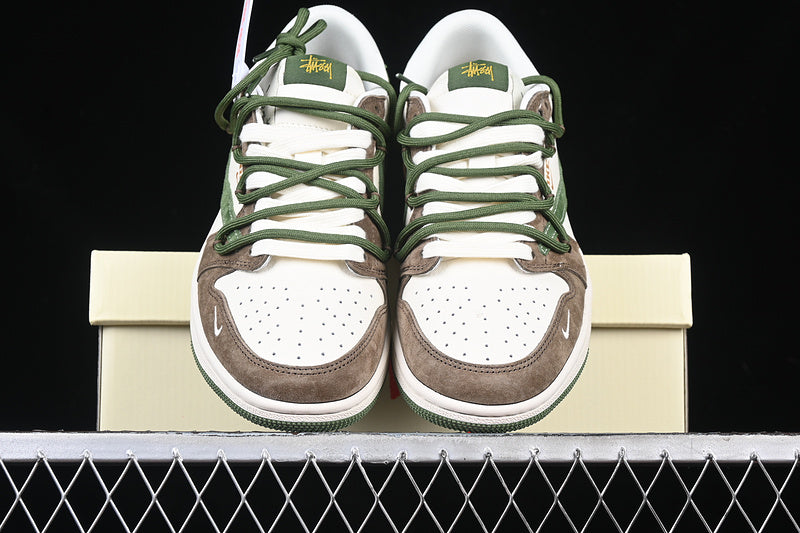Travis Scott Fragment Design Nike Air Jordan 1 Low OG SP White Green Brown Sneakers