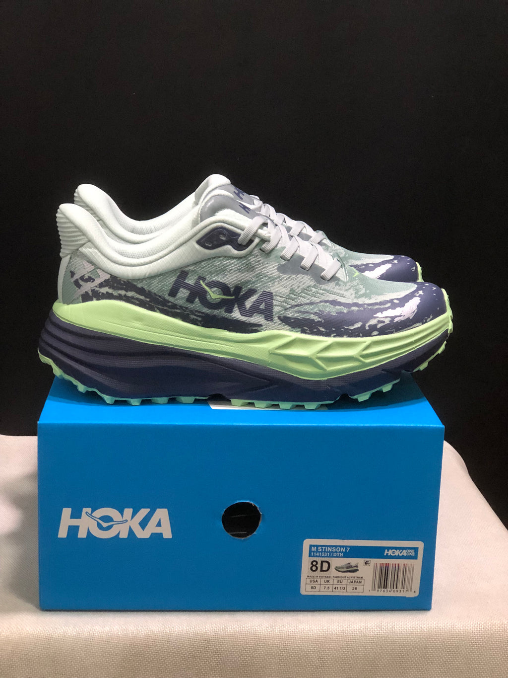 Hoka One One Stinson 7 Comfortable Anti-slip Running Shoes Camouflage/Light Green