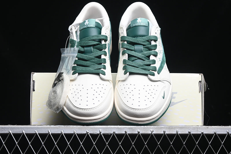 Travis Scott Fragment Design Nike Air Jordan 1 Low OG SP Green White Casual Sneakers