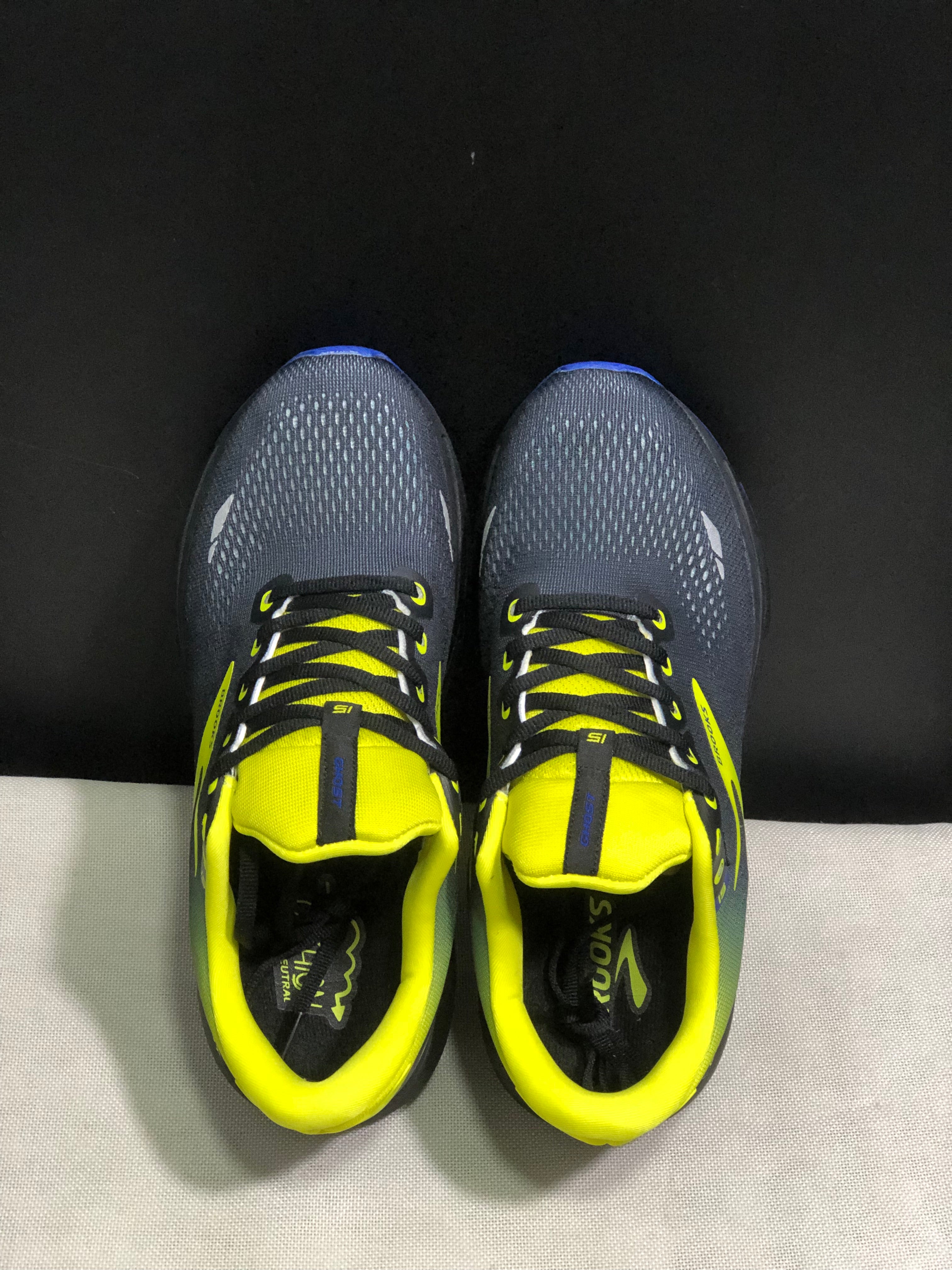 Brooks Ghost 15 Shock-absorbing Wear-resistant Low-top Running Shoes Black/FluoreScent Yellow