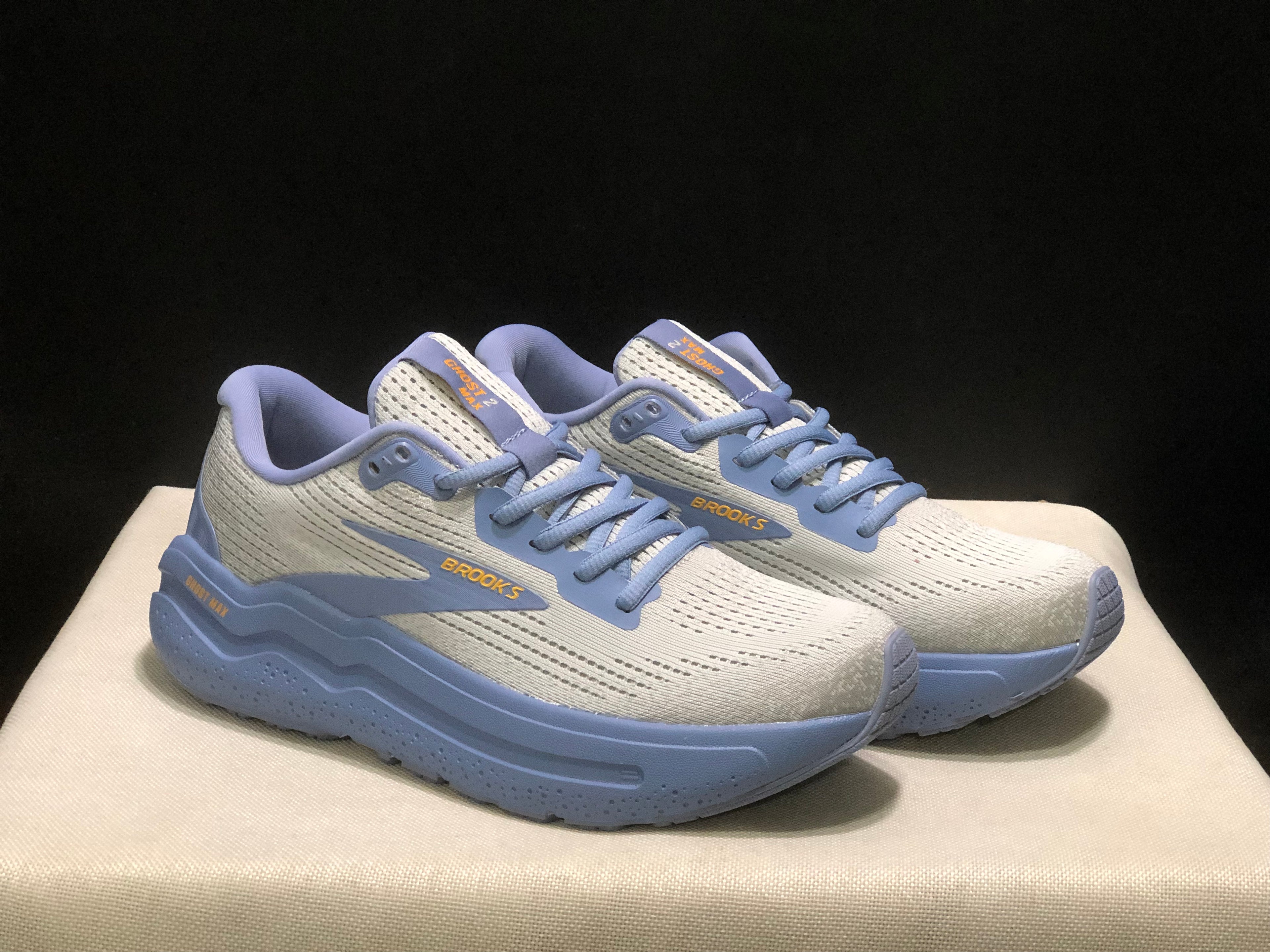 Brooks Ghost Max 2 Breathable Low-top Running Shoes Blue/Orange