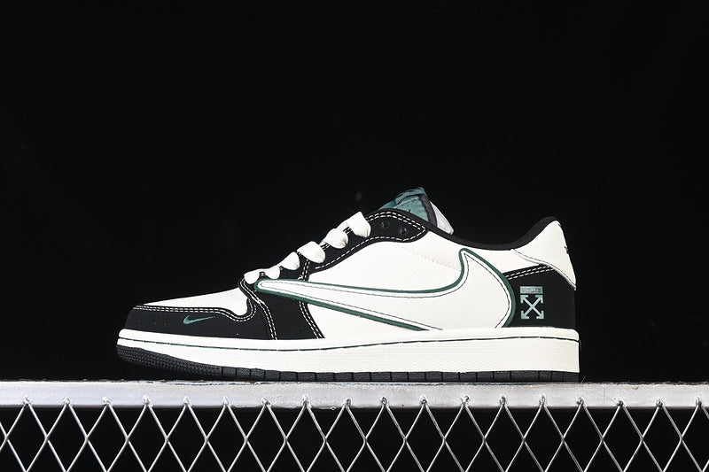 Travis Scott Fragment Design Nike Air Jordan 1 Low OG SP Black White Green Sneakers