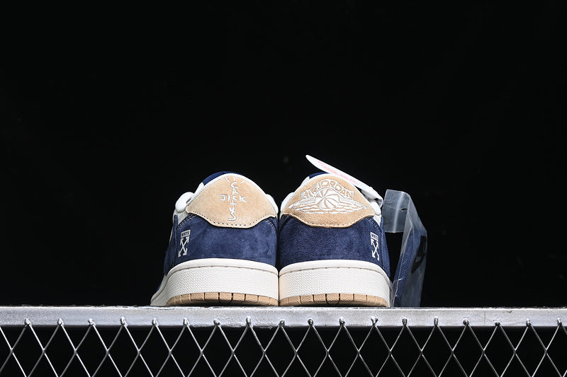 Travis Scott Fragment Design Nike Air Jordan 1 Low OG SP Navy White Sneakers