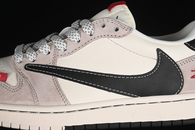 Travis Scott Fragment Design Nike Air Jordan 1 Low OG SP Black Light Brown White Sneakers