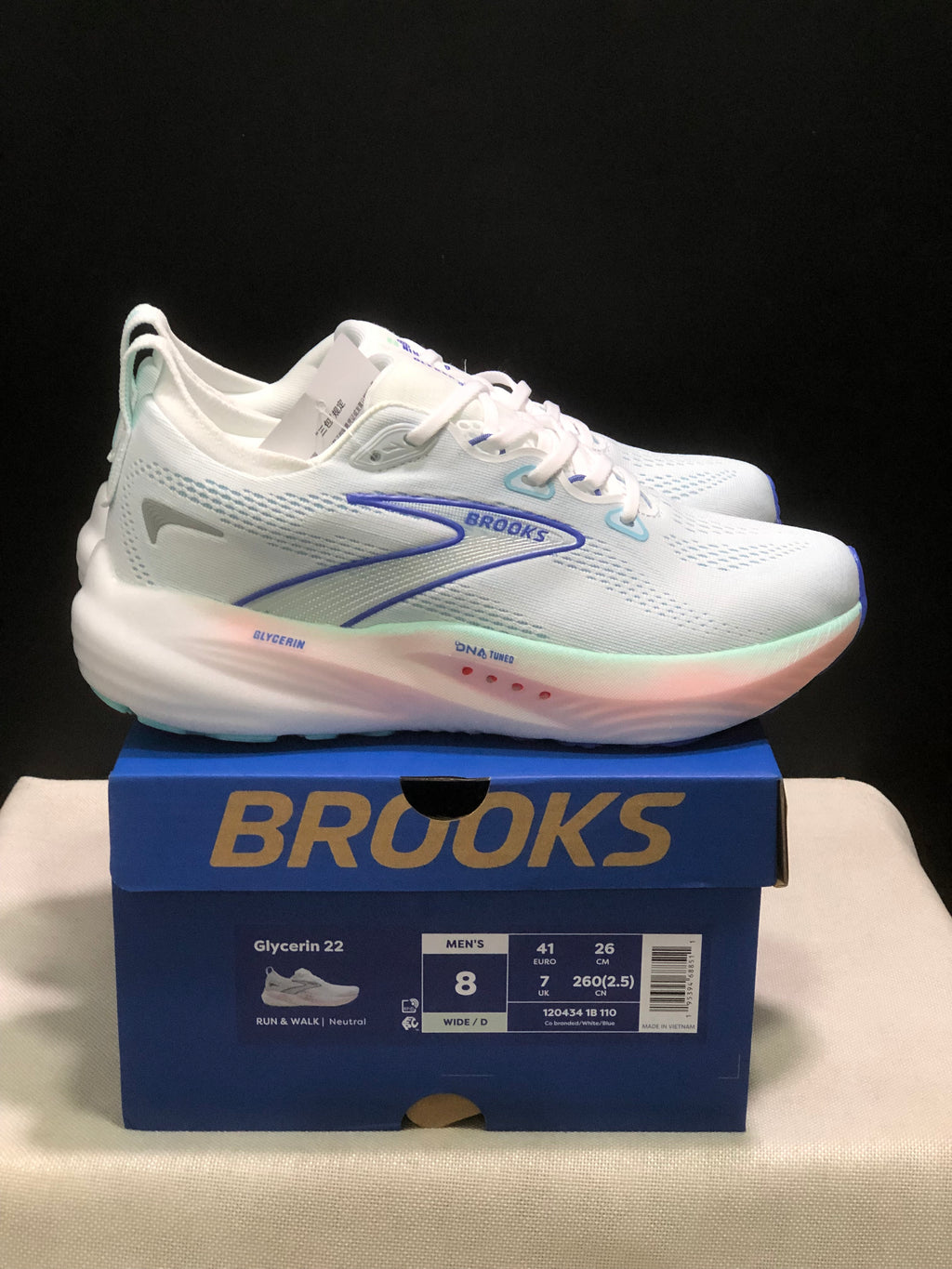 Brooks Glycerin 22 Comfortable Running Shoes Co Branded/White/Blue