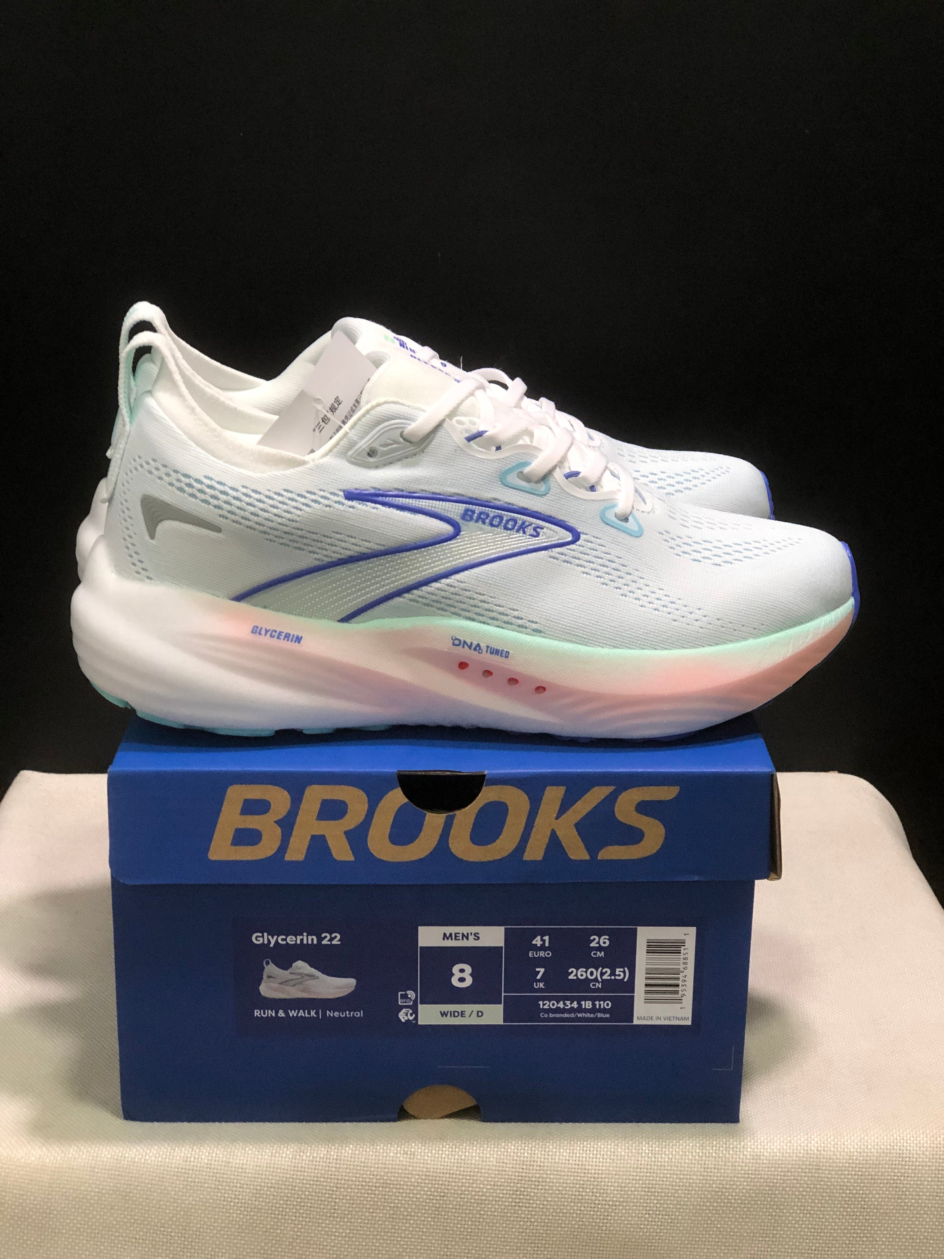 Brooks Glycerin 22 Comfortable Running Shoes Co Branded/White/Blue