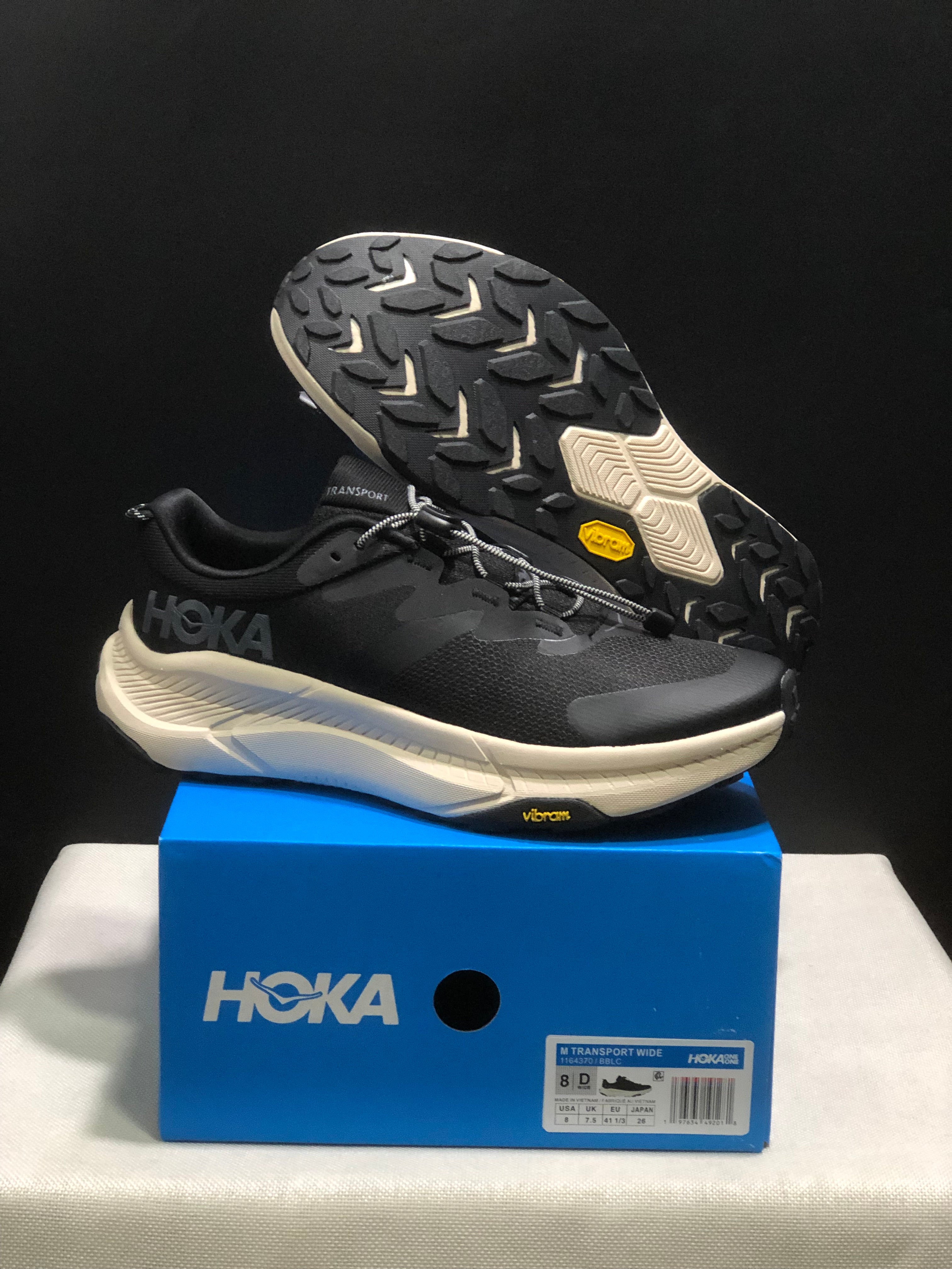 Hoka One One Transport Drawstring Low-top Running Shoes Sneakers Black