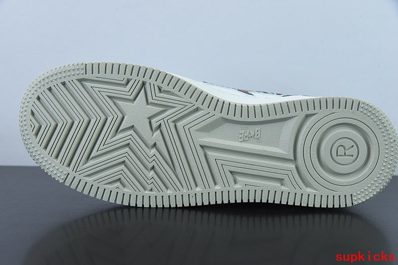 A Bathing Ape Bape Sta Sk8 Black And White Embossed Patent Leather