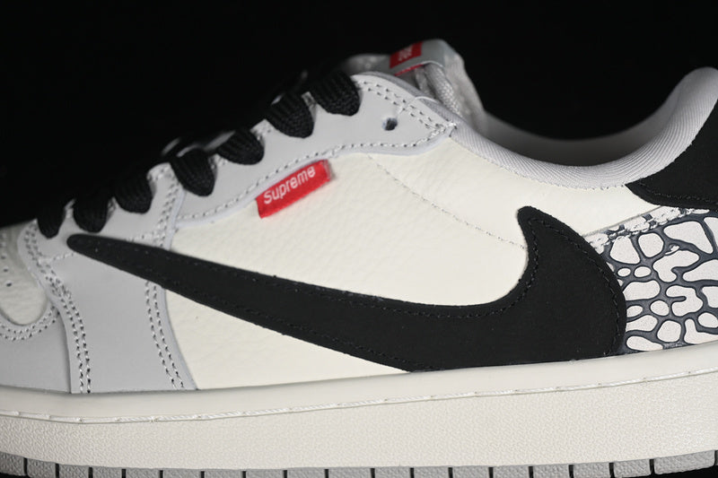 Travis Scott Fragment Design Nike Air Jordan 1 Low OG SP Black Light Grey White Sneakers