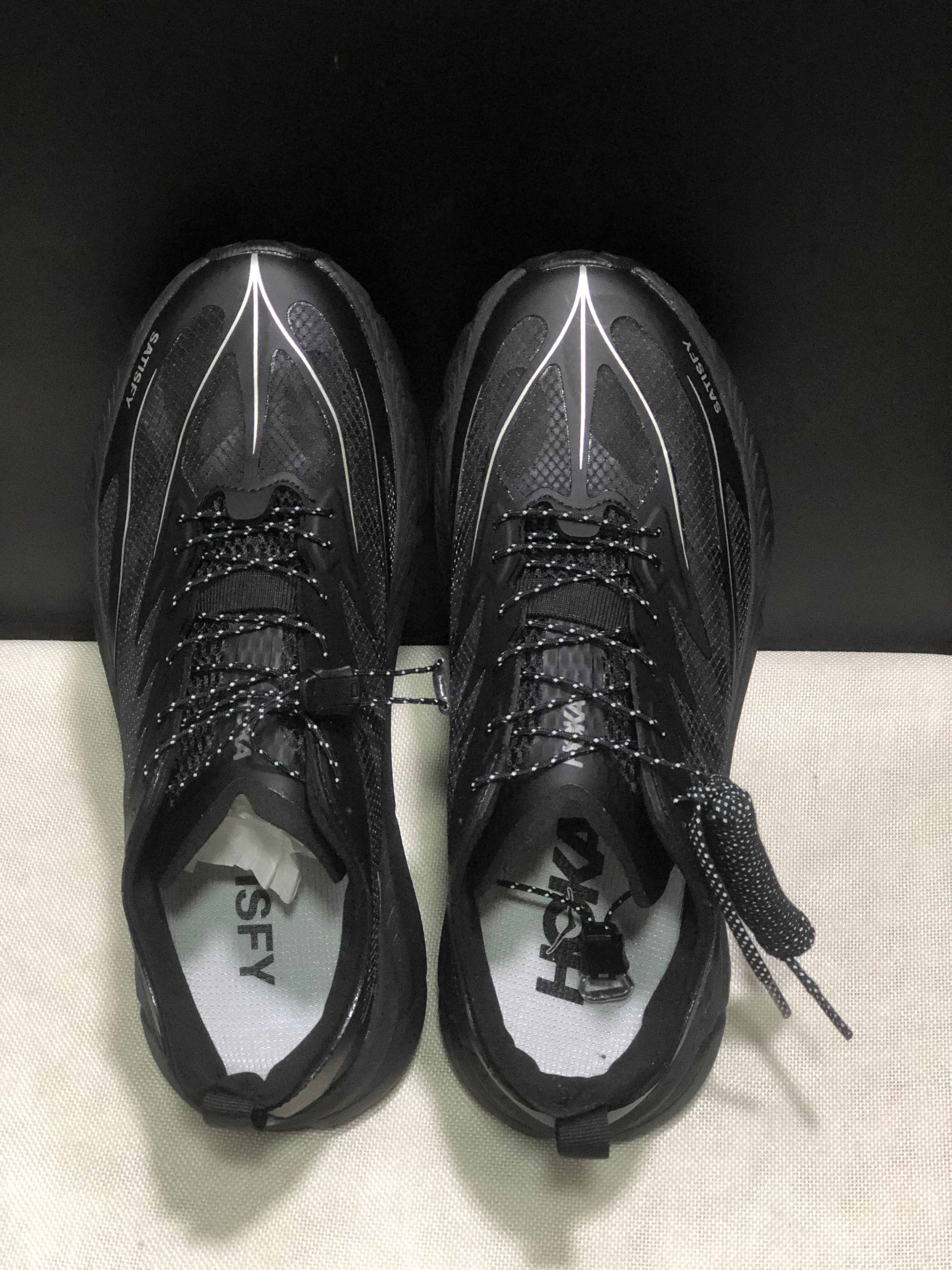 Hoka One One Satisfy x Mafate Speed 4 Black Breathable Fashion Running Shoes Sneakers