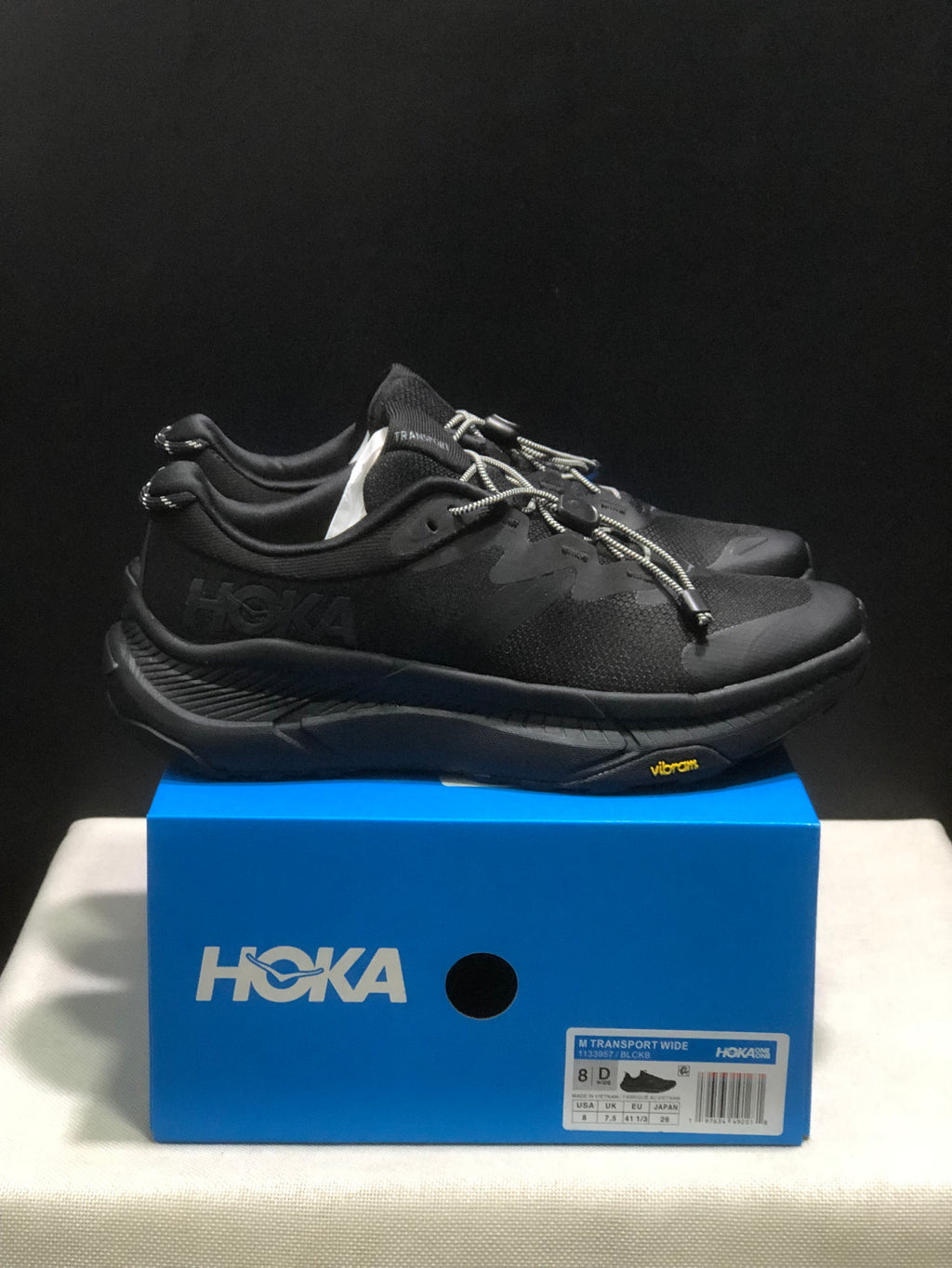 Hoka One One Transport Drawstring Low-top Running Shoes Black Sneakers