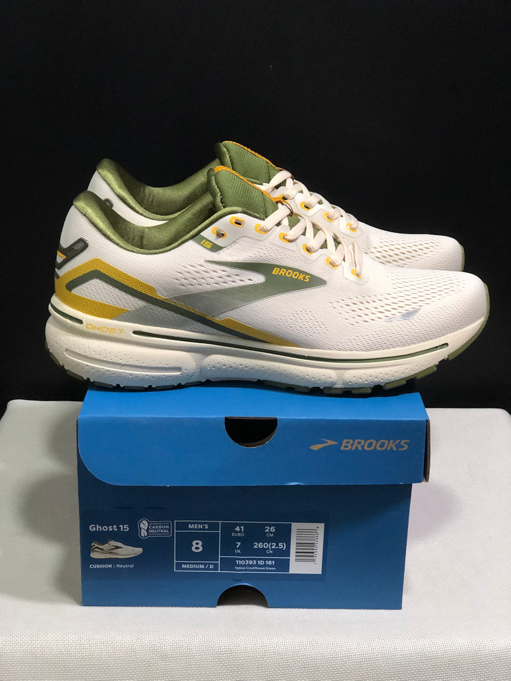 Brooks Ghost 15 Shock-absorbing Wear-resistant Low-top Running Shoes Yellow Cauliflower Green