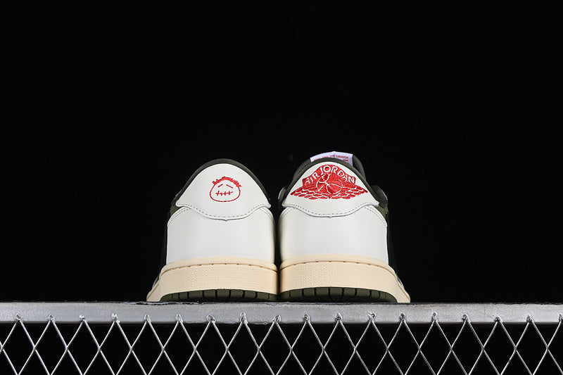 Travis Scott Nike Air Jordan 1 Low OG Medium Olive Black Sail Muslin Sneakers