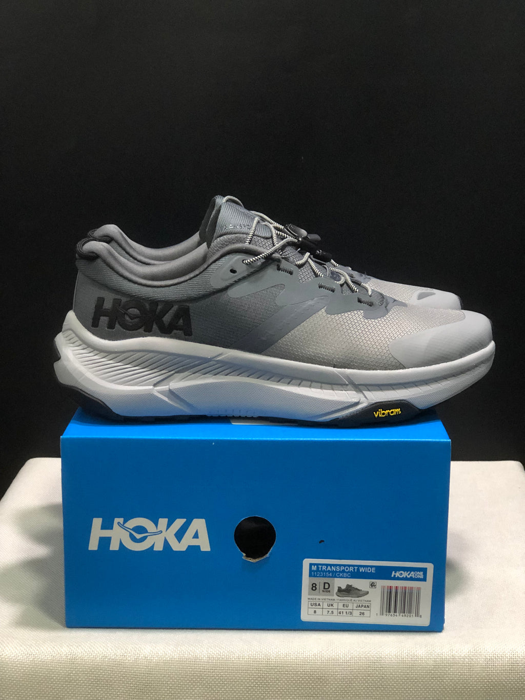 Hoka One One Transport Drawstring Low-top Running Shoes Sneakers Gray