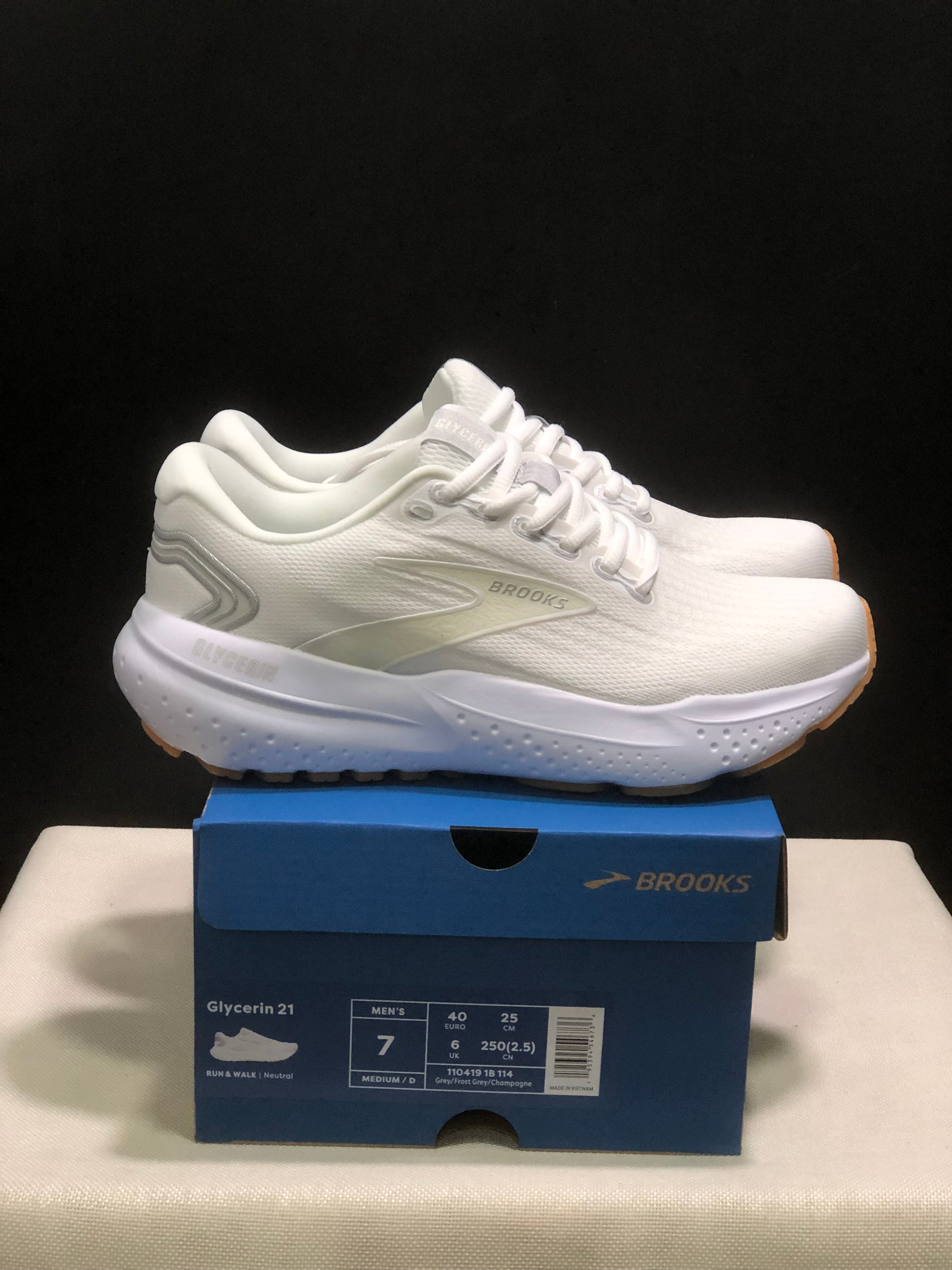 Brooks Glycerin 21 Men's Low-top Casual Running Shoes White