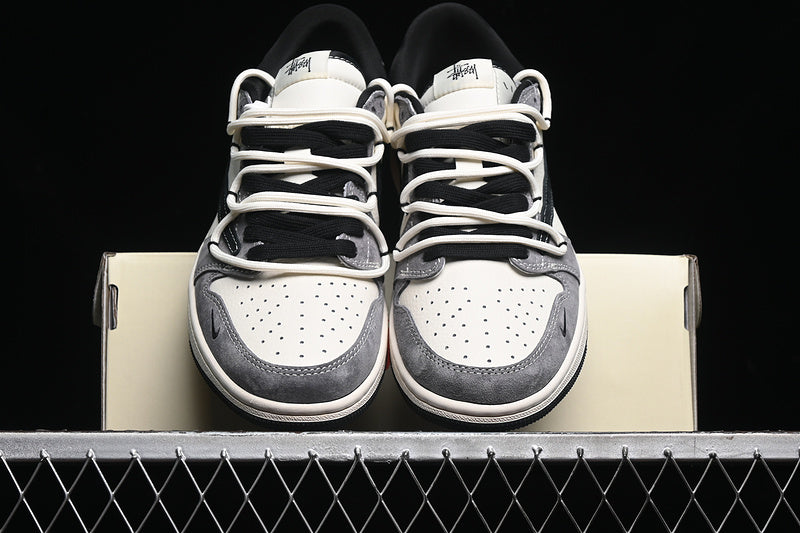 Travis Scott Fragment Design Nike Air Jordan 1 Low OG SP Black Grey White Sneakers
