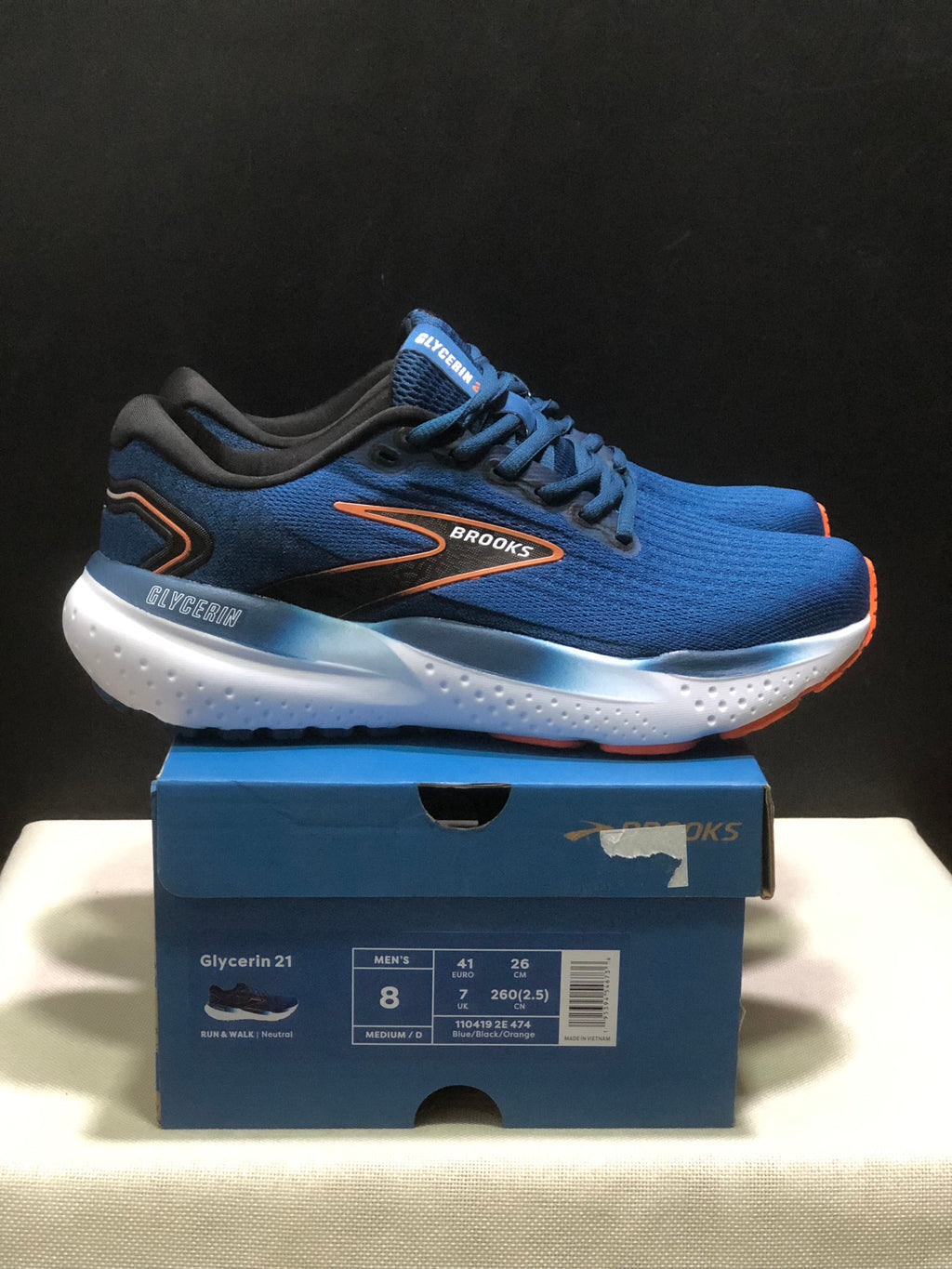 Brooks Glycerin 21 Low-top Casual Running Shoes Blue/Black/Orange