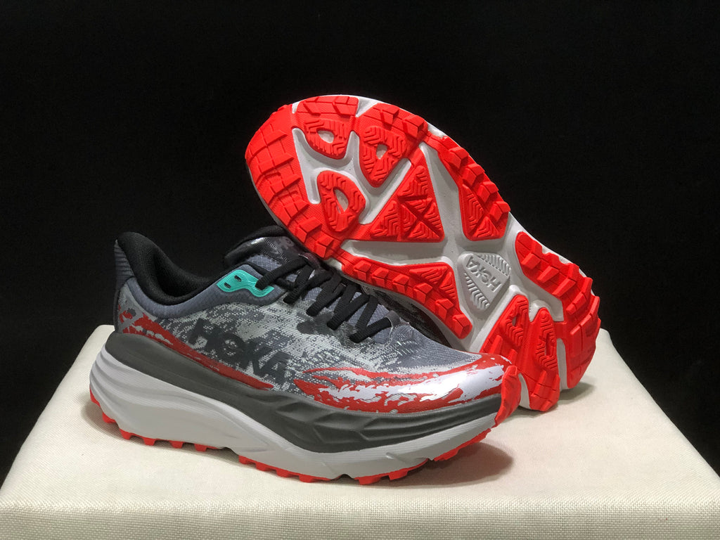 Hoka One One Stinson 7 Comfortable Anti-slip Outdoor Running Shoes Sneakers Gray/Red