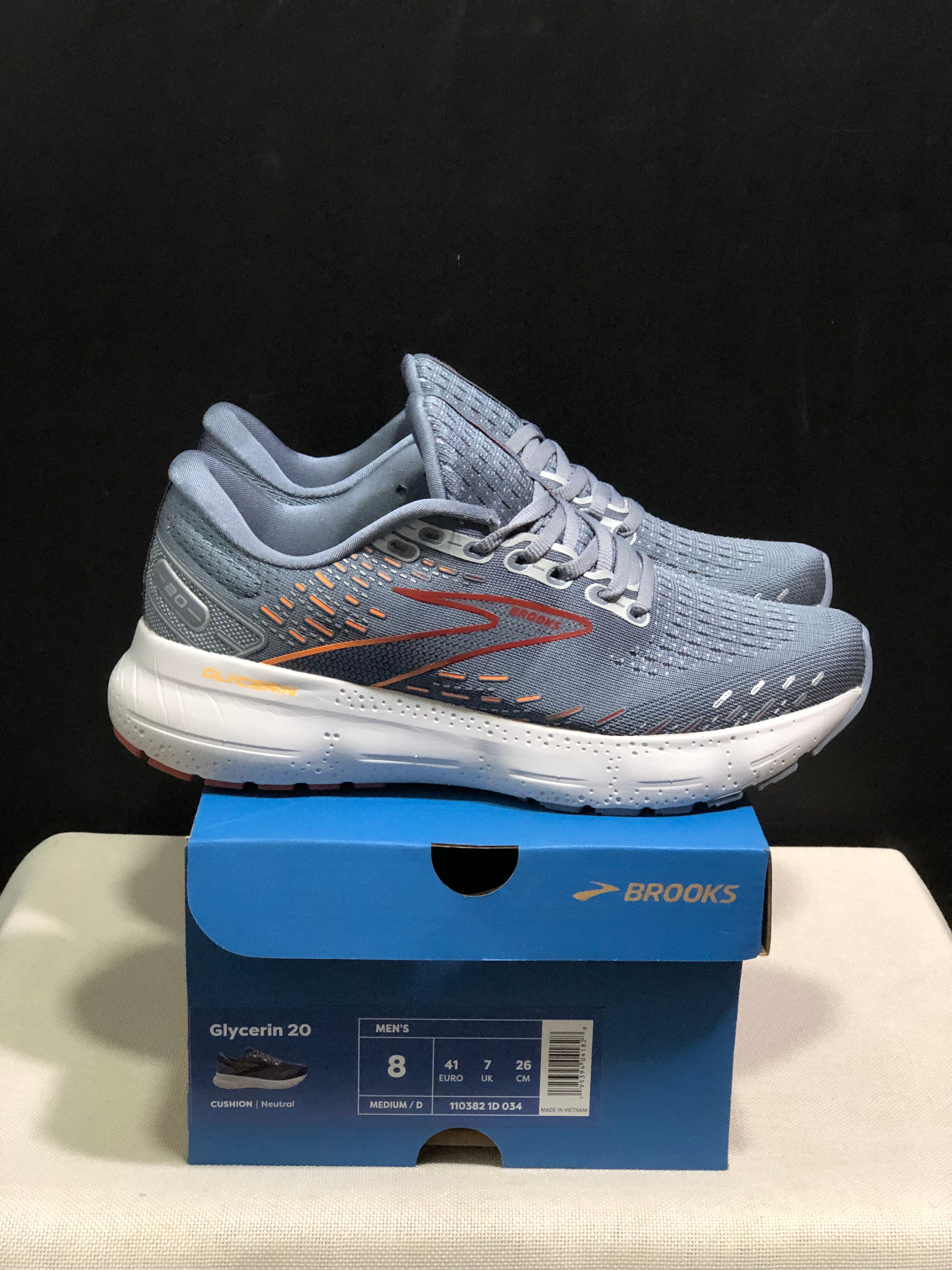 Brooks Glycerin GTS 20 Shock-absorbing Wear-resistant Running Shoes Blue Grey