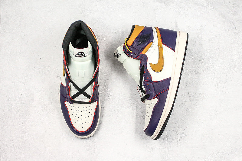 Nike SB Air Jordan 1 Retro High-Top Defiant LA to Chicago Purple/White Sneakers