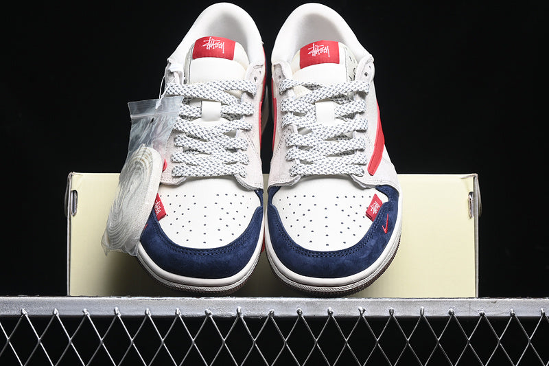 Travis Scott Fragment Design Nike Air Jordan 1 Low OG SP Red Blue White Fashion Sneakers