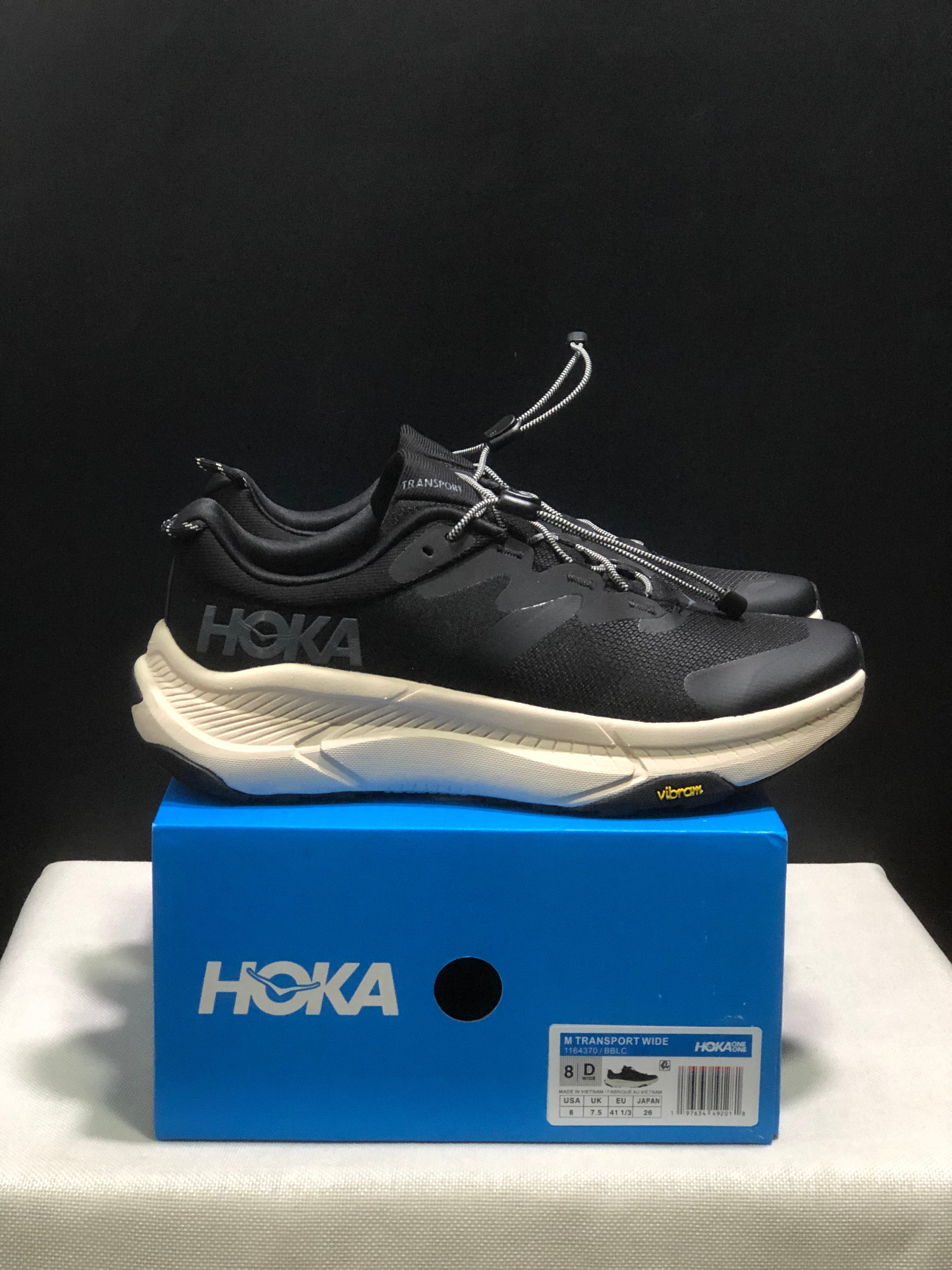 Hoka One One Transport Drawstring Low-top Running Shoes Sneakers Black