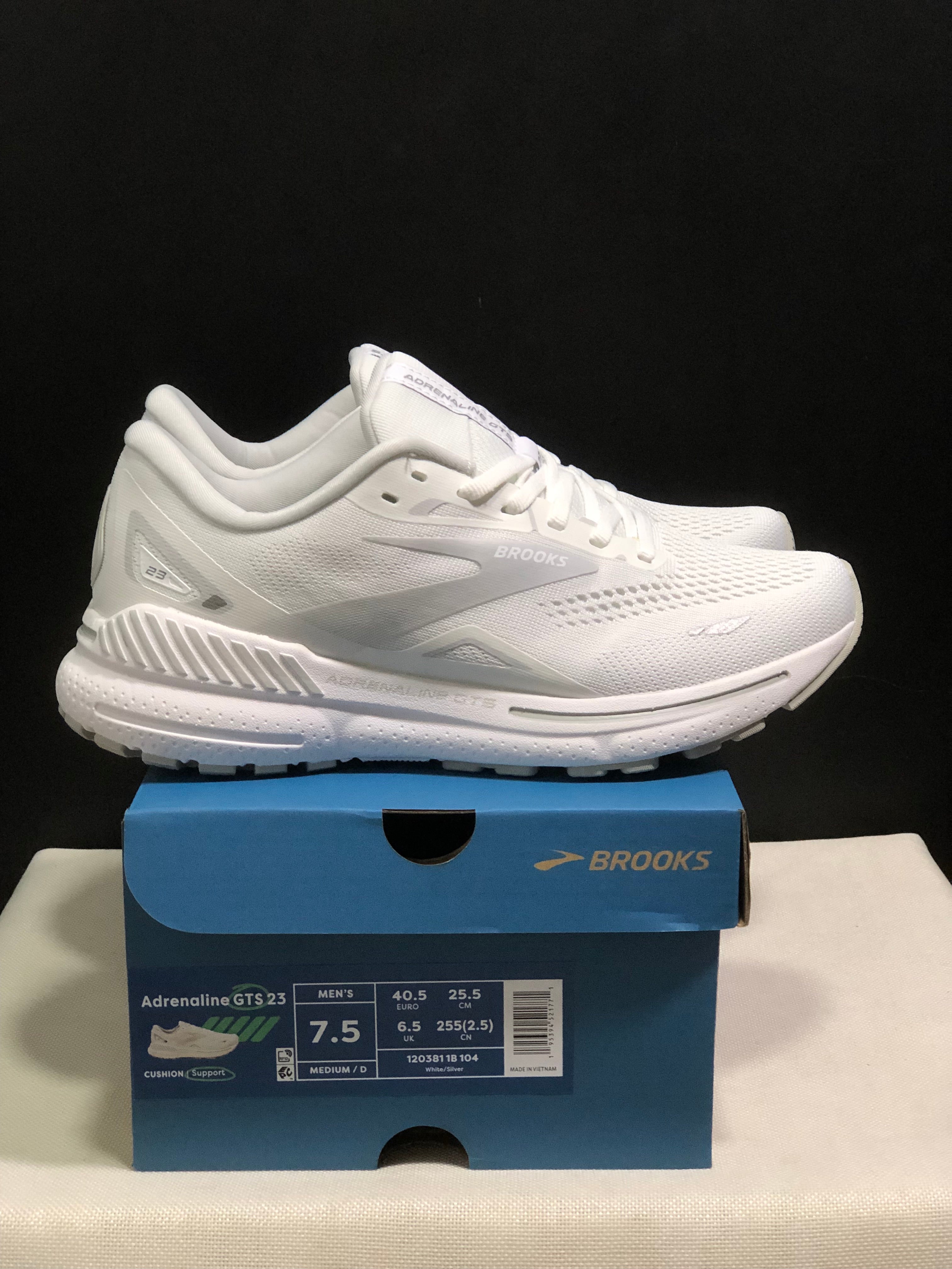 Brooks Adrenaline GTS 23 Shock-absorbing Wear-resistant Low-top Running Shoes White/Silver
