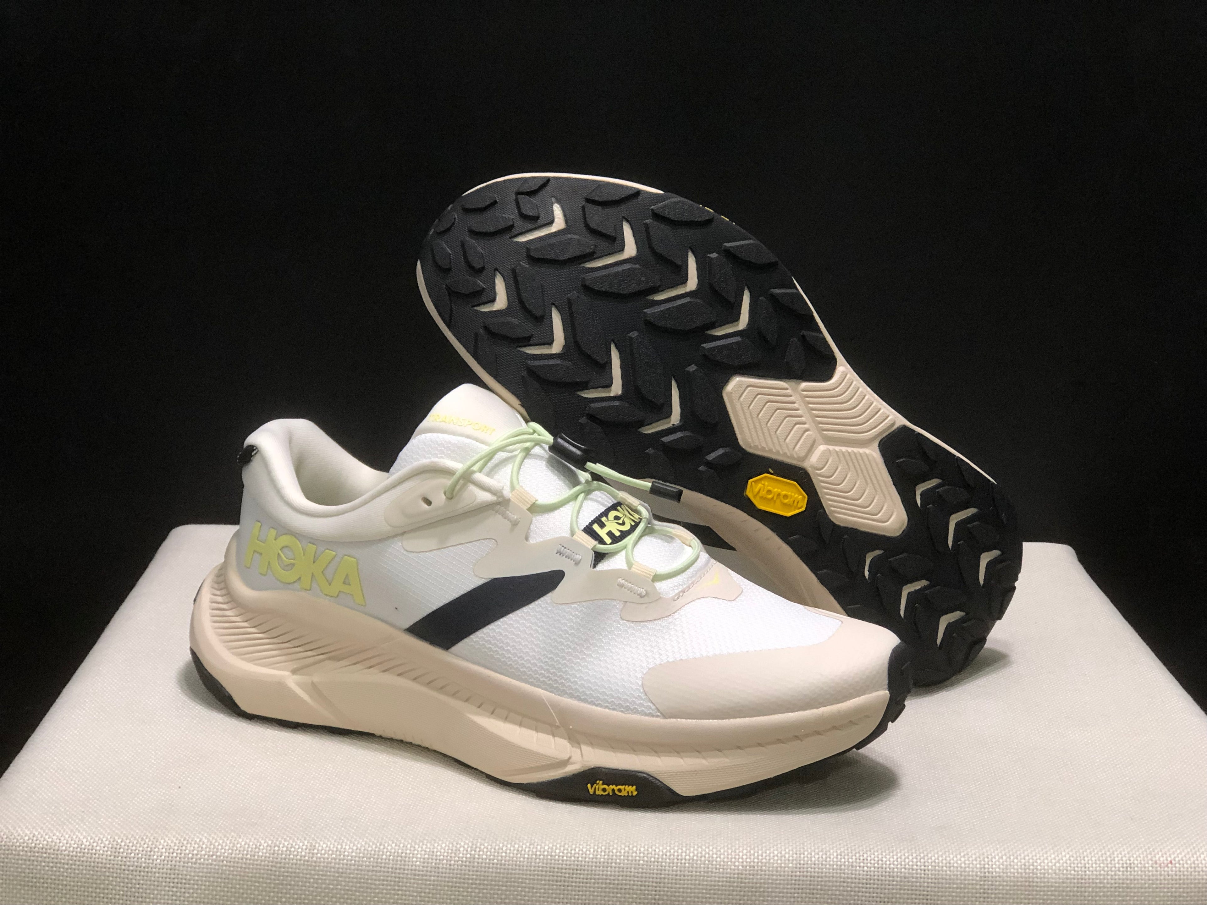 Hoka One One Transport Drawstring Low-top Running Shoes Sneakers Beige