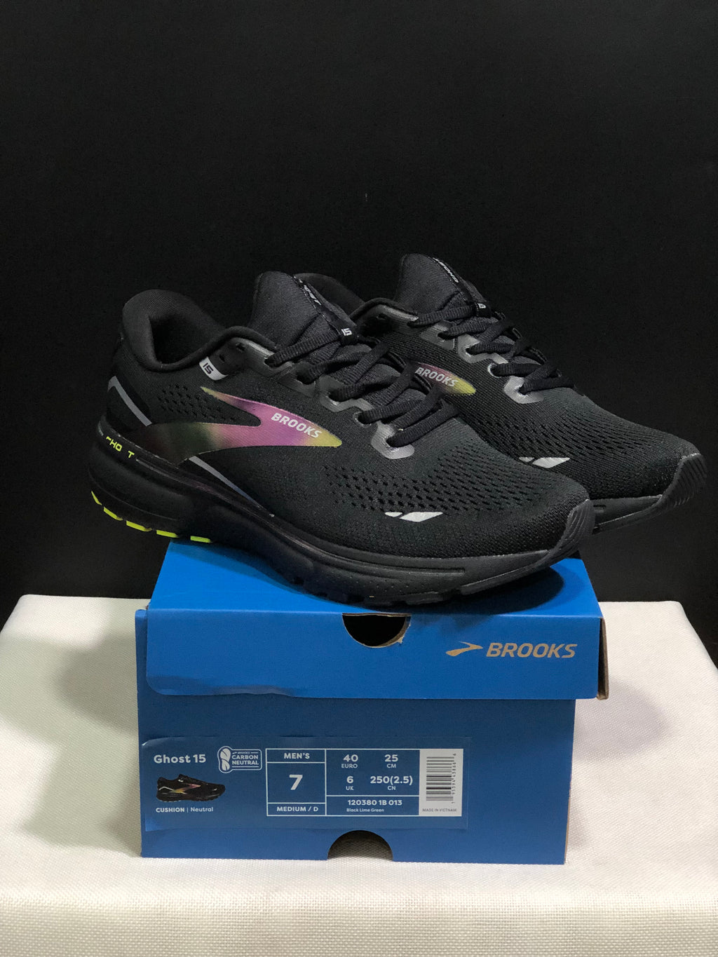 Brooks Ghost 15 Shock-absorbing Wear-resistant Low-top Running Shoes Black Lime Green