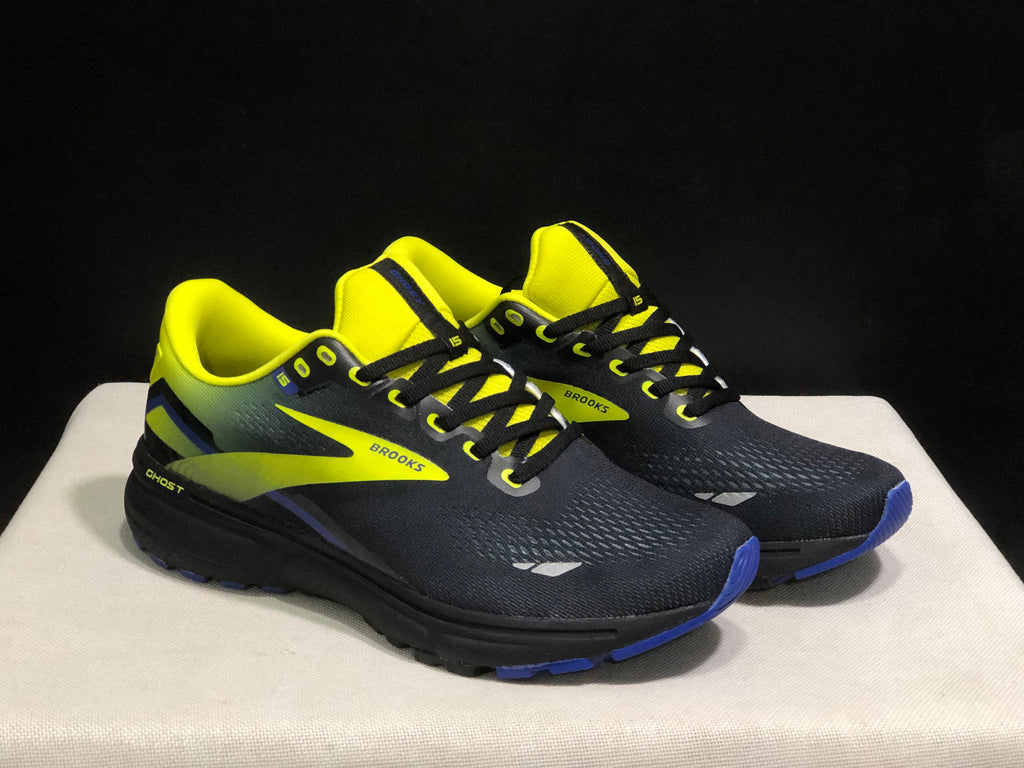 Brooks Ghost 15 Shock-absorbing Wear-resistant Low-top Running Shoes Black/FluoreScent Yellow