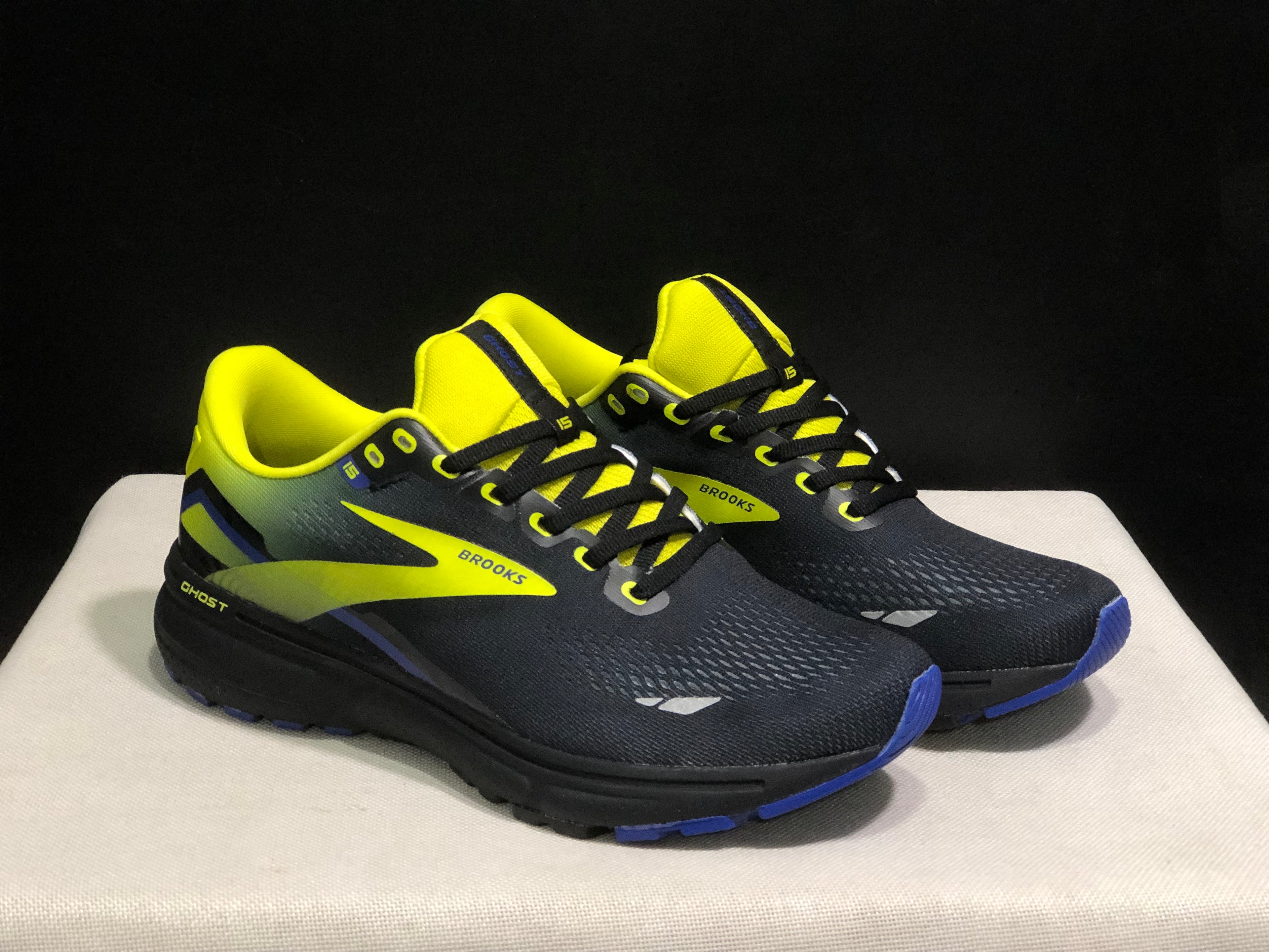 Brooks Ghost 15 Shock-absorbing Wear-resistant Low-top Running Shoes Black/FluoreScent Yellow