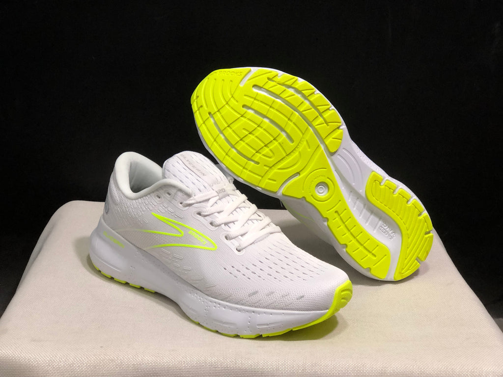 Brooks Glycerin GTS 20 Shock-absorbing Wear-resistant Running Shoes White/Fluorescent Green