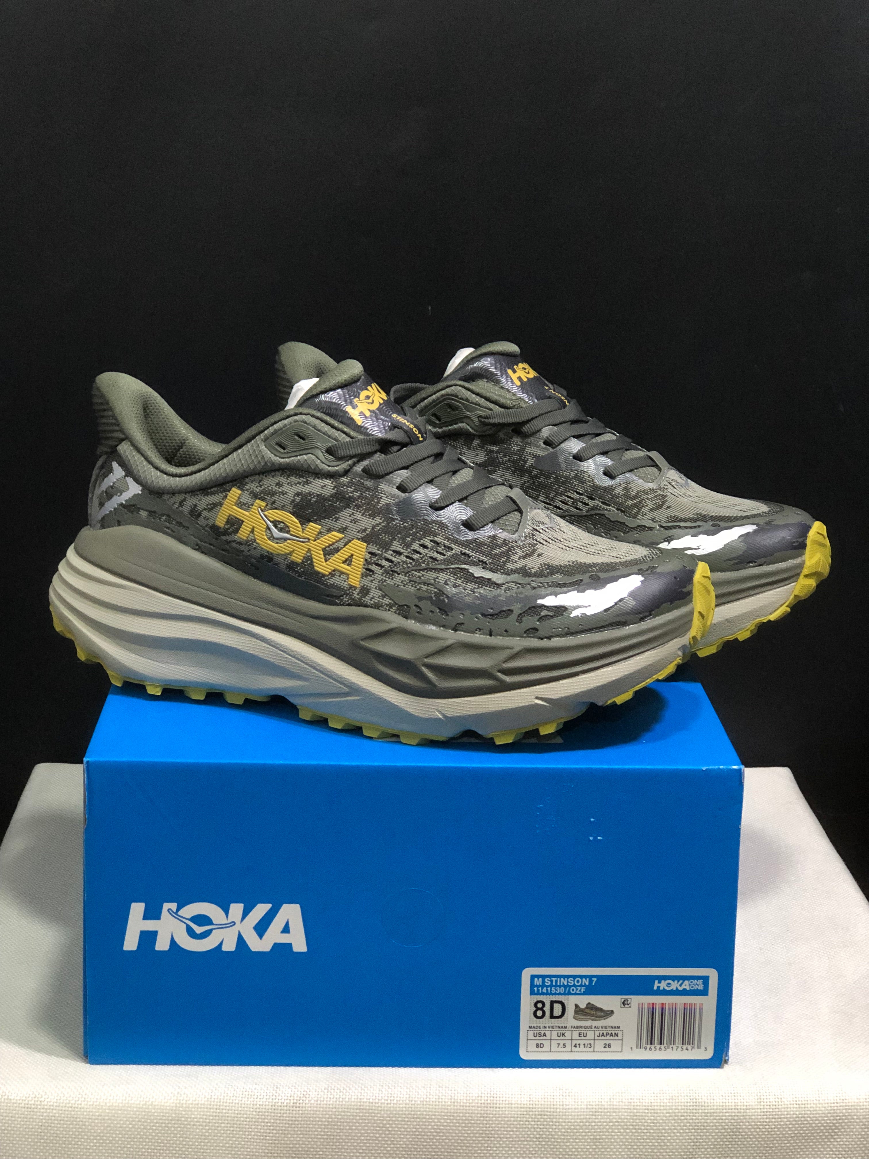 Hoka One One Stinson 7 Comfortable Anti-slip Outdoor Running Shoes Brown Sneakers
