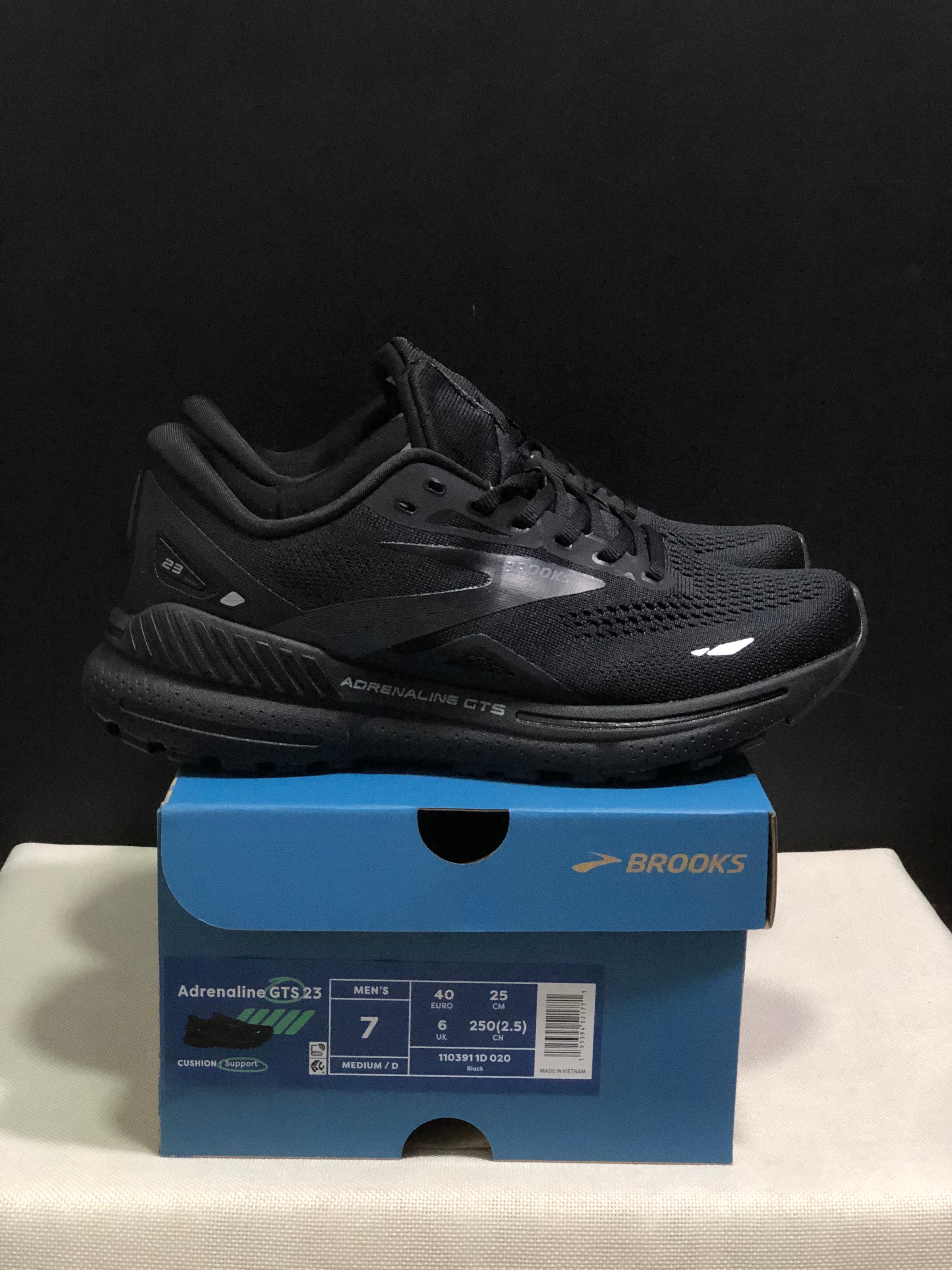 Brooks Adrenaline GTS 23 Shock-absorbing Wear-resistant Low-top Running Shoes Black