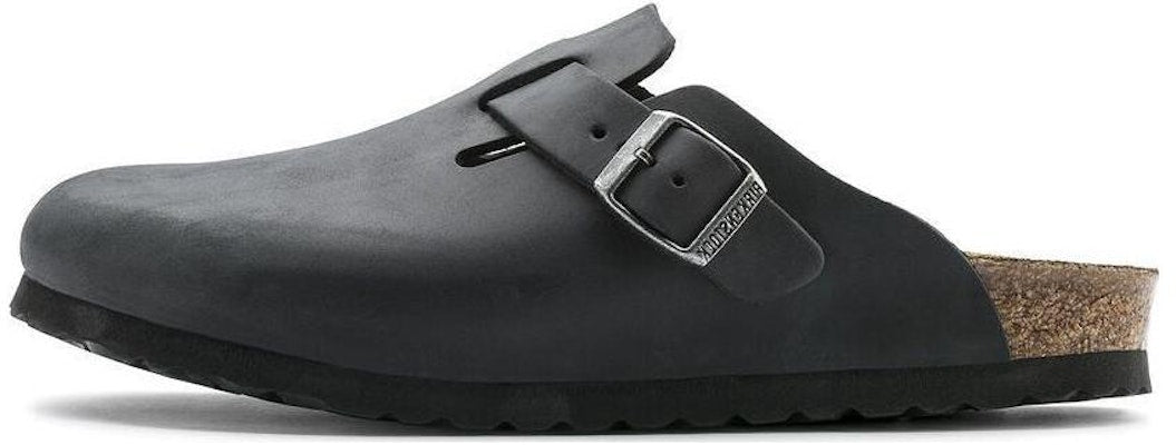 Birkenstock Boston Regular Oiled Leather 0059461 Black Slide Sandals