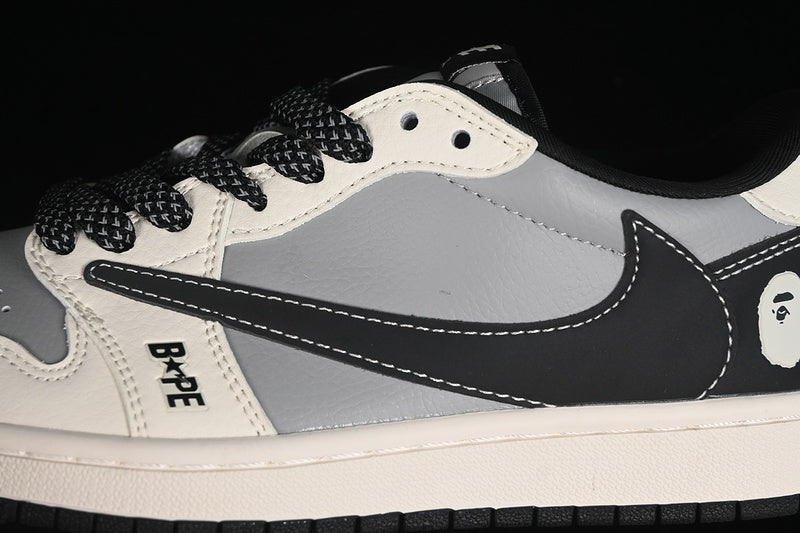 Travis Scott Fragment Design Nike Air Jordan 1 Low OG SP Black White Grey Fashion Sneakers