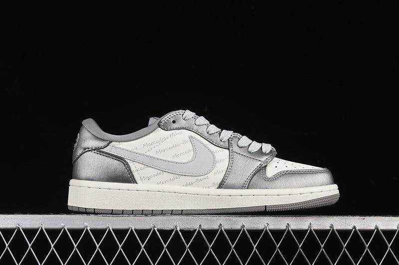 Travis Scott Fragment Design Nike Air Jordan 1 Low OG SP White Silver Grey Sneakers