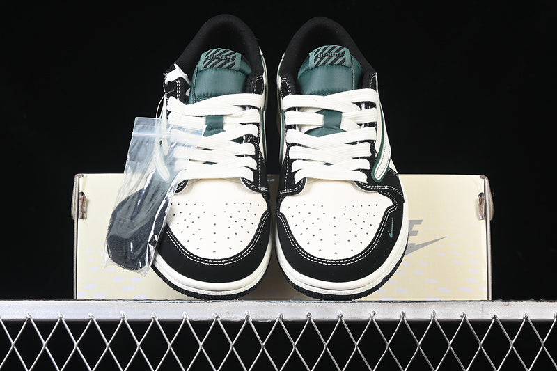 Travis Scott Fragment Design Nike Air Jordan 1 Low OG SP Black White Green Sneakers