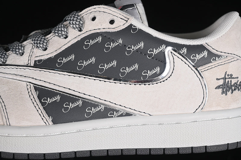Travis Scott Fragment Design Nike Air Jordan 1 Low OG SP Charcoal Black Beige Sneakers