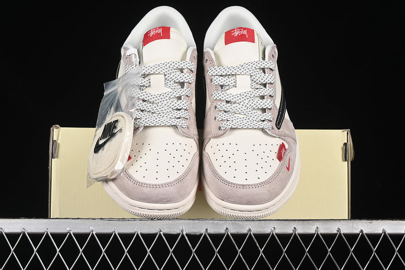 Travis Scott Fragment Design Nike Air Jordan 1 Low OG SP Black Light Brown White Sneakers