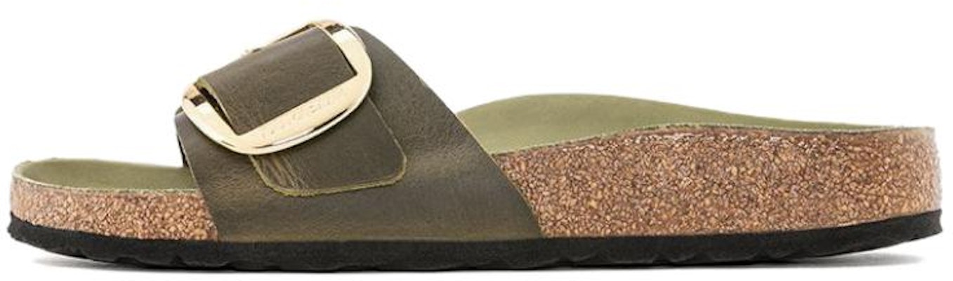 Birkenstock Madrid Olive Green Big Buckle Natural Leather Oiled 1024114 Fashion Slippers