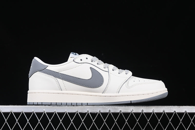 Travis Scott Fragment Design Nike Air Jordan 1 Low OG SP Grey Sole White Sneakers