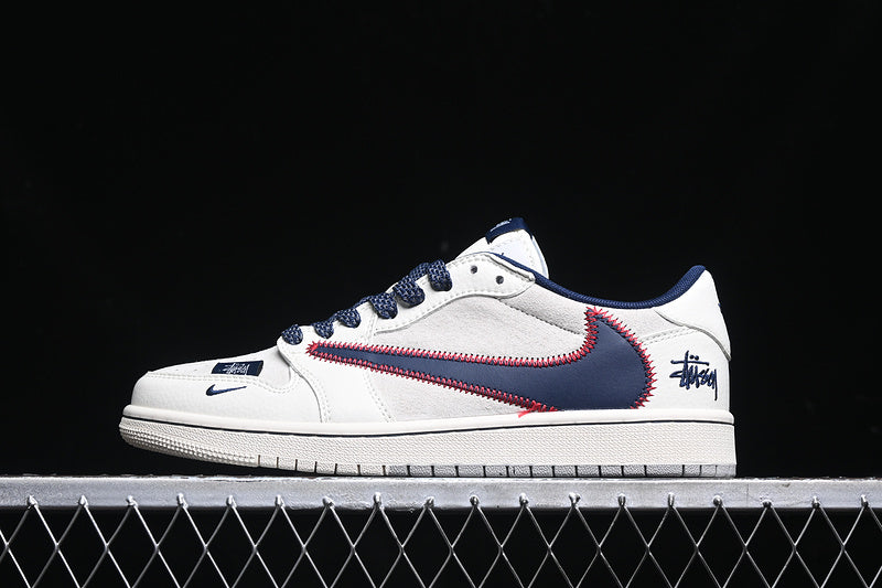 Travis Scott Fragment Design Nike Air Jordan 1 Low OG SP Navy Blue White Sneakers