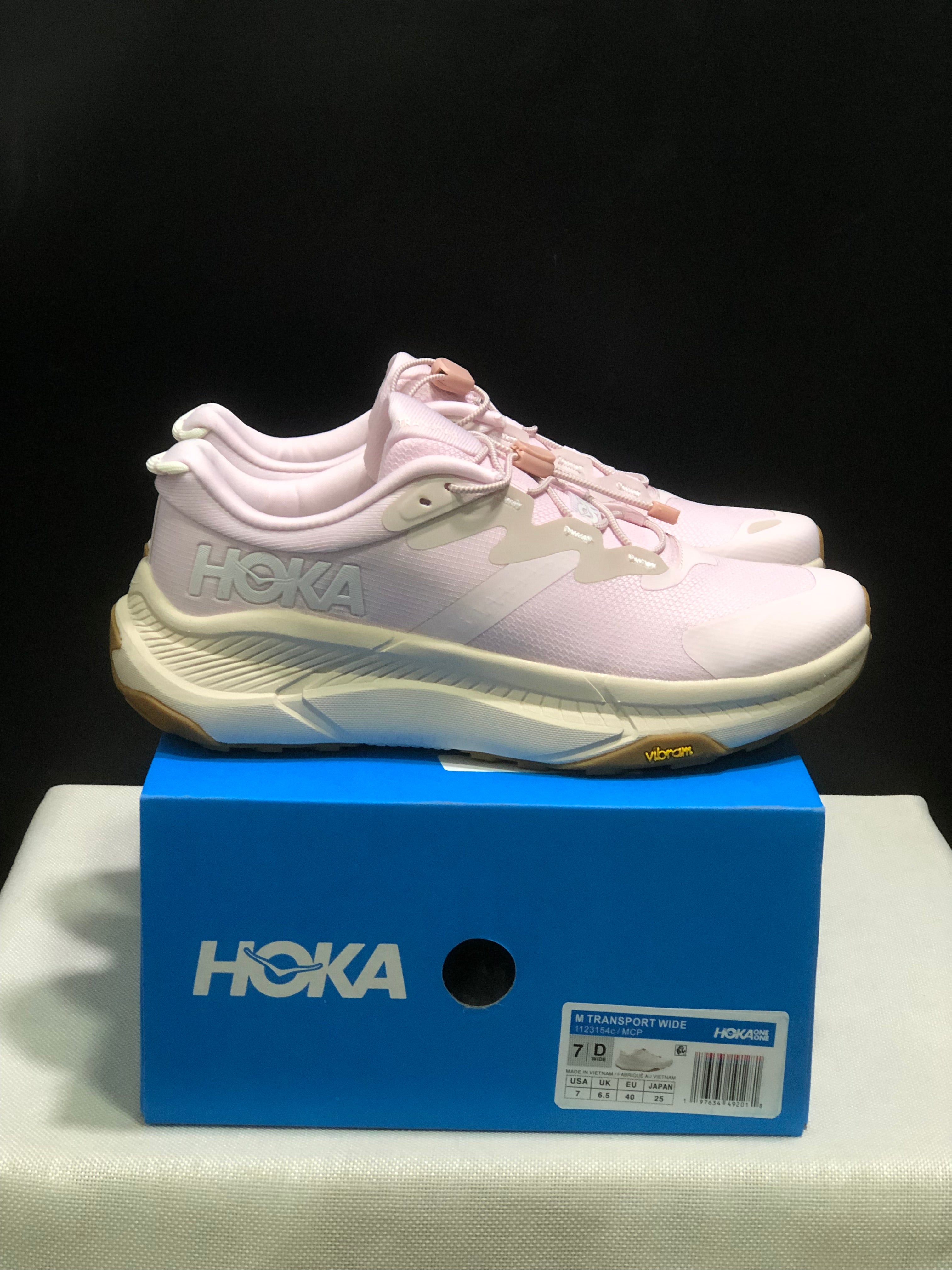 Hoka One One Transport Drawstring Low-top Running Shoes Sneakers Light Pink