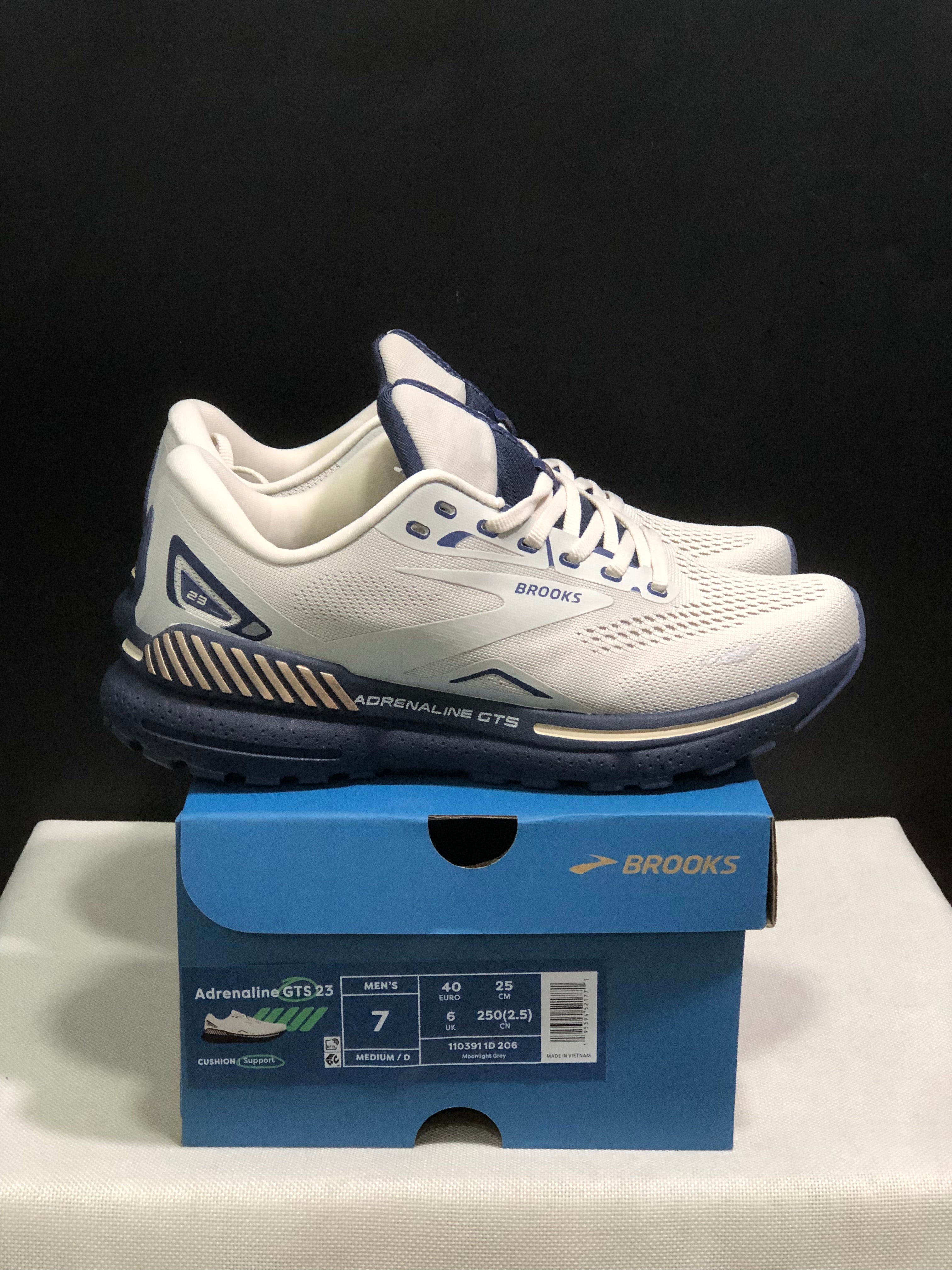 Brooks Adrenaline GTS 23 Shock-absorbing Wear-resistant Low-top Running Shoes Moonlight Grey