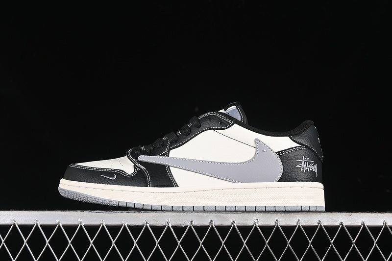 Travis Scott Fragment Design Nike Air Jordan 1 low OG SP Grey Sole Black White Sneakers